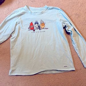 Life is Good Women's Shady Winter is for the Birds Long Sleeve Crusher Tee- XL